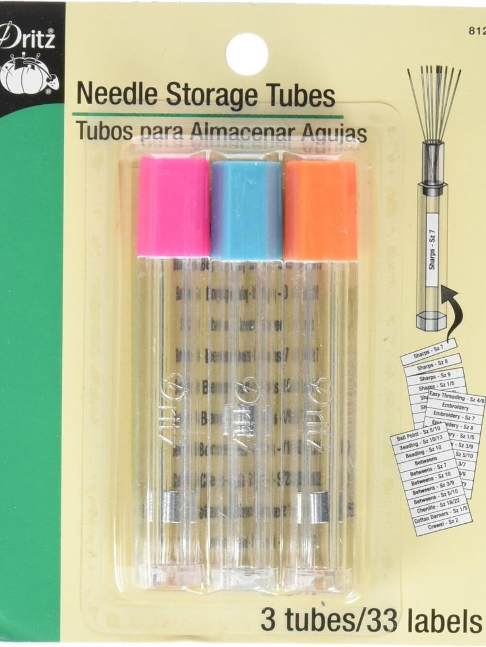 812 Needle Storage Tubes 3-Count,Clear